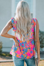 Load image into Gallery viewer, Ruffled Printed V-Neck Tank