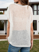 Load image into Gallery viewer, Openwork Round Neck Short Sleeve Cover-Up