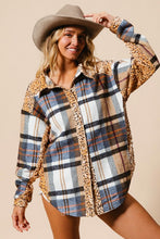 Load image into Gallery viewer, BiBi Curved Hem Sequin Plaid Button Up Shacket