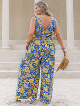 Load image into Gallery viewer, Plus Size Printed V-Neck Wide Leg Jumpsuit