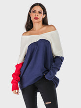 Load image into Gallery viewer, Perfee Contrast V-Neck Long Sleeve Knit Top