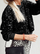 Load image into Gallery viewer, Sequin Round Neck Long Sleeve Blouse