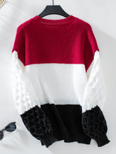 Load image into Gallery viewer, Color Block Round Neck Long Sleeve Sweater