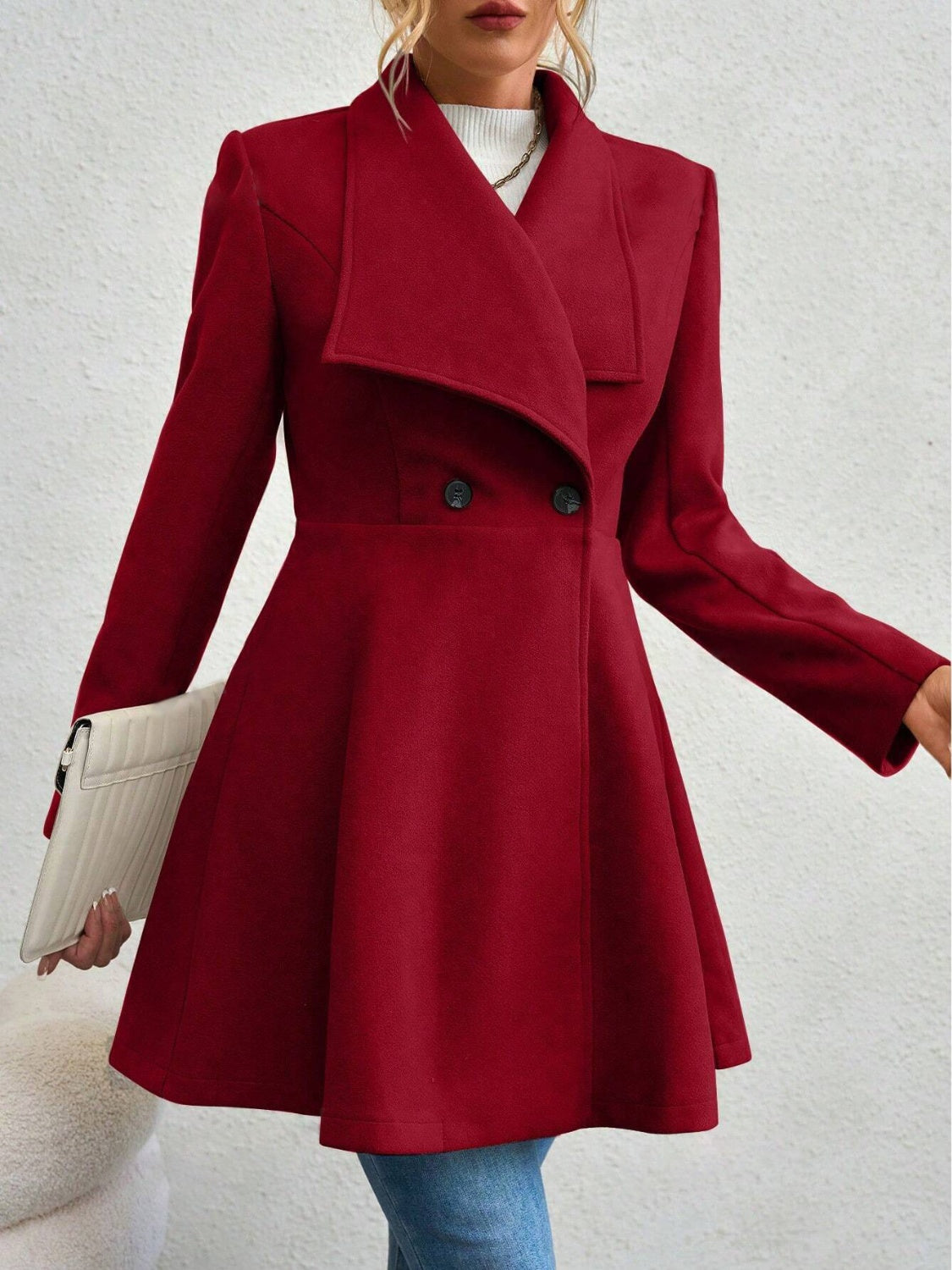 Load image into Gallery viewer, Collared Neck Button Up Long Sleeve Coat