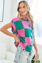 Load image into Gallery viewer, First Love Checkered Drop Shoulder Knit Top