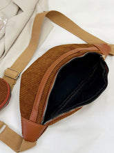 Load image into Gallery viewer, Corduroy Adjustable Strap Crossbody Bag with Pouch