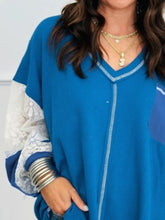 Load image into Gallery viewer, Lace Patchwork Sleeve Stitching V Neck Top