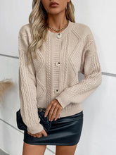 Load image into Gallery viewer, Cable-Knit Round Neck Button Up Cardigan