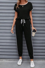 Load image into Gallery viewer, Contrast Trim Round Neck Top and Pants Set