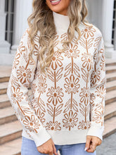 Load image into Gallery viewer, Flower Turtleneck Long Sleeve Sweater