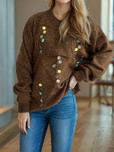 Load image into Gallery viewer, Sequin Mock Neck Long Sleeve Sweater