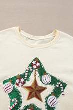 Load image into Gallery viewer, Color Block Star Side Slit Lantern Sleeve Sweatshirt