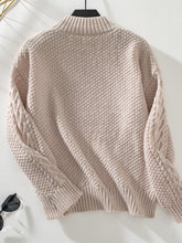 Load image into Gallery viewer, Cable-Knit Mock Neck Long Sleeve Sweater