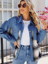 Load image into Gallery viewer, Plaid Button Up Long Sleeve Denim Jacket