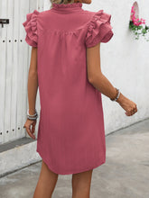 Load image into Gallery viewer, Ruffled Notched Cap Sleeve Mini Dress