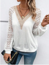 Load image into Gallery viewer, Lace V-Neck Raglan Sleeve Top