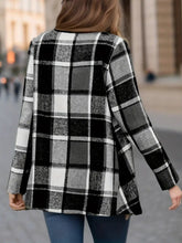 Load image into Gallery viewer, Plaid Open Front Long Sleeve Jacket