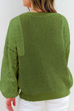Load image into Gallery viewer, Eyelet Round Neck Drop Shoulder Sweater