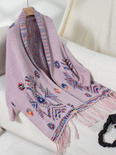 Load image into Gallery viewer, Fringe Geometric Open Front Long Sleeve Cape