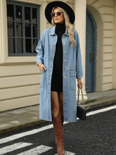 Load image into Gallery viewer, Pocketed Button Down Collared Neck Denim Jacket