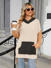 Load image into Gallery viewer, Double Take Contrast Hooded Long Sleeve Top