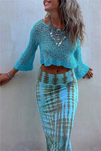 Load image into Gallery viewer, Round Neck Long Sleeve Knit Cover Up