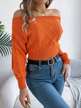Load image into Gallery viewer, Cable Knit Off-Shoulder Long Sleeve Sweater