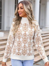 Load image into Gallery viewer, Flower Turtleneck Long Sleeve Sweater
