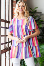 Load image into Gallery viewer, Heimish Full Size Short Sleeve Striped Tiered Top
