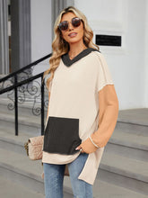 Load image into Gallery viewer, Double Take Contrast Hooded Long Sleeve Top