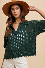 Load image into Gallery viewer, Annie Wear Openwork Johnny Collar Knit Cover Up