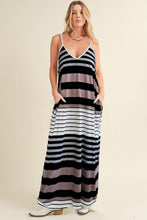 Load image into Gallery viewer, Pocketed Striped V-Neck Sleeveless Cami Dress
