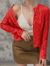 Load image into Gallery viewer, Full Size Sequin Open Front Cropped Jacket