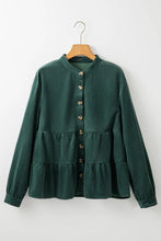 Load image into Gallery viewer, Peplum Round Neck Long Sleeve Shirt
