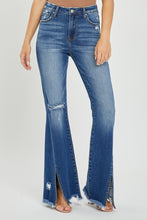 Load image into Gallery viewer, RISEN Full Size High Rise Front Slit Frayed Hem Flare Jeans