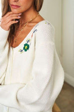 Load image into Gallery viewer, Davi &amp; Dani Flower Embroidered Button Up Long Sleeve Cardigan