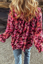 Load image into Gallery viewer, Printed Tie Neck Flounce Sleeve Blouse
