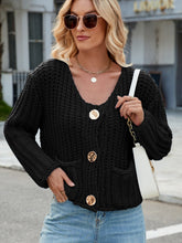 Load image into Gallery viewer, Round Neck Button Up Cardigan with Pockets