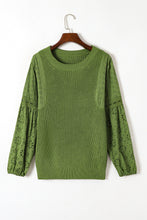 Load image into Gallery viewer, Eyelet Round Neck Drop Shoulder Sweater