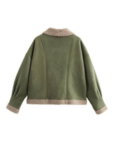 Load image into Gallery viewer, Fuzzy Collared Neck Long Sleeve Jacket