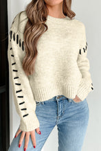 Load image into Gallery viewer, Contrast Stitch Detail Ribbed Trim Sweater