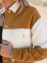 Load image into Gallery viewer, Raw Hem Color Block Button Up Jacket