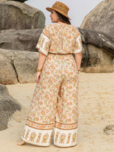 Load image into Gallery viewer, Plus Size V-Neck Flutter Sleeve Wide Leg Jumpsuit