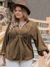 Load image into Gallery viewer, Plus Size Tie Neck Long Sleeve Blouse