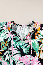 Load image into Gallery viewer, Plus Size Printed Tie Neck Short Sleeve Blouse