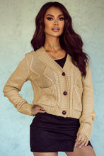 Load image into Gallery viewer, Cable-Knit Button Down V-Neck Cardigan