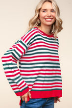 Load image into Gallery viewer, Haptics Full Size Striped Contrast Side Slit Knit Top