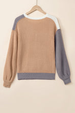 Load image into Gallery viewer, Color Block Round Neck Drop Shoulder Sweater
