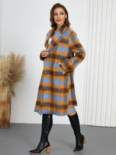 Load image into Gallery viewer, Tied Plaid Collared Neck Coat
