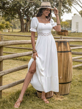 Load image into Gallery viewer, Square Neck Flounce Sleeve Midi Dress